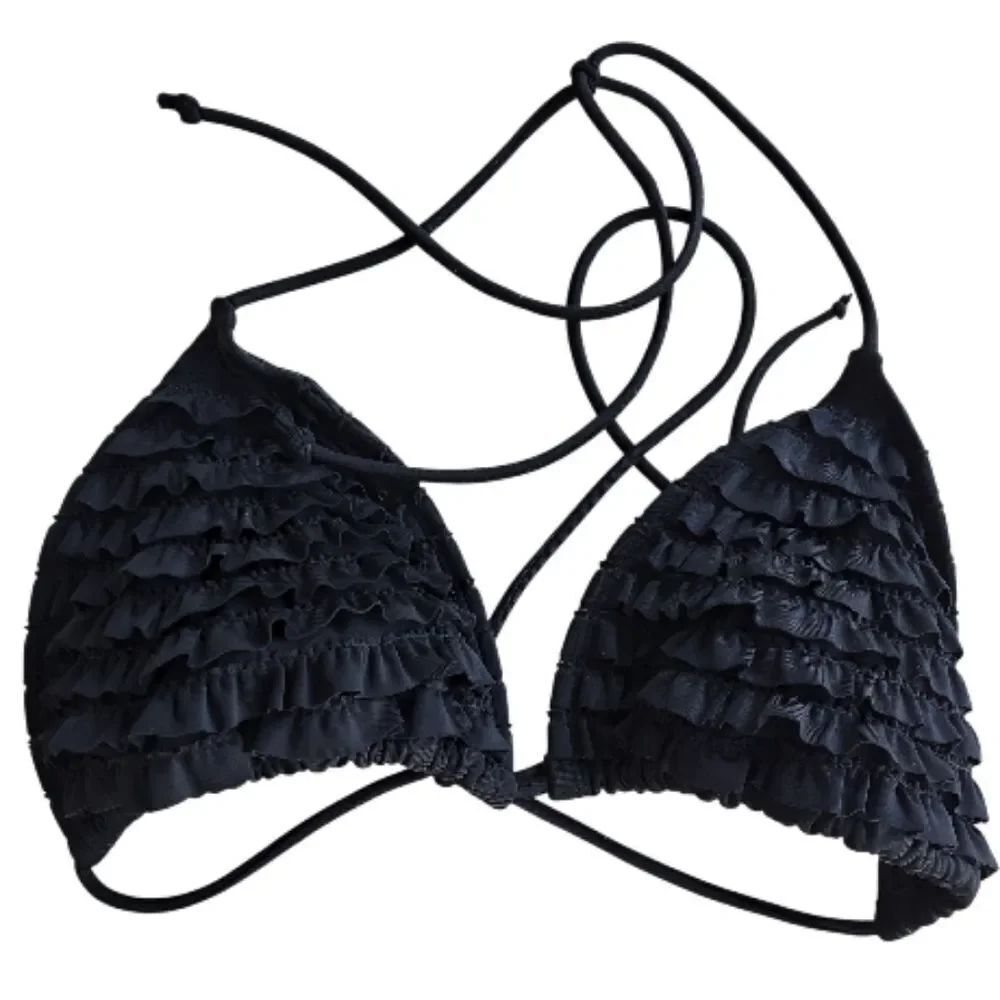 Black Ruffled Bikini Top - Picture 2 of 2